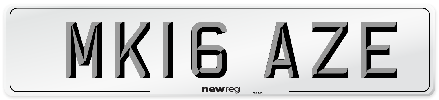 MK16 AZE Number Plate from New Reg